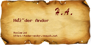 Háder Andor névjegykártya